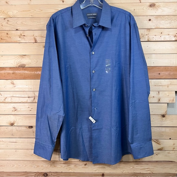 GEOFFREY BEENE Blue Stretch Collar Regular Fit Button Down Shirt NWT Mens size L - Picture 1 of 12
